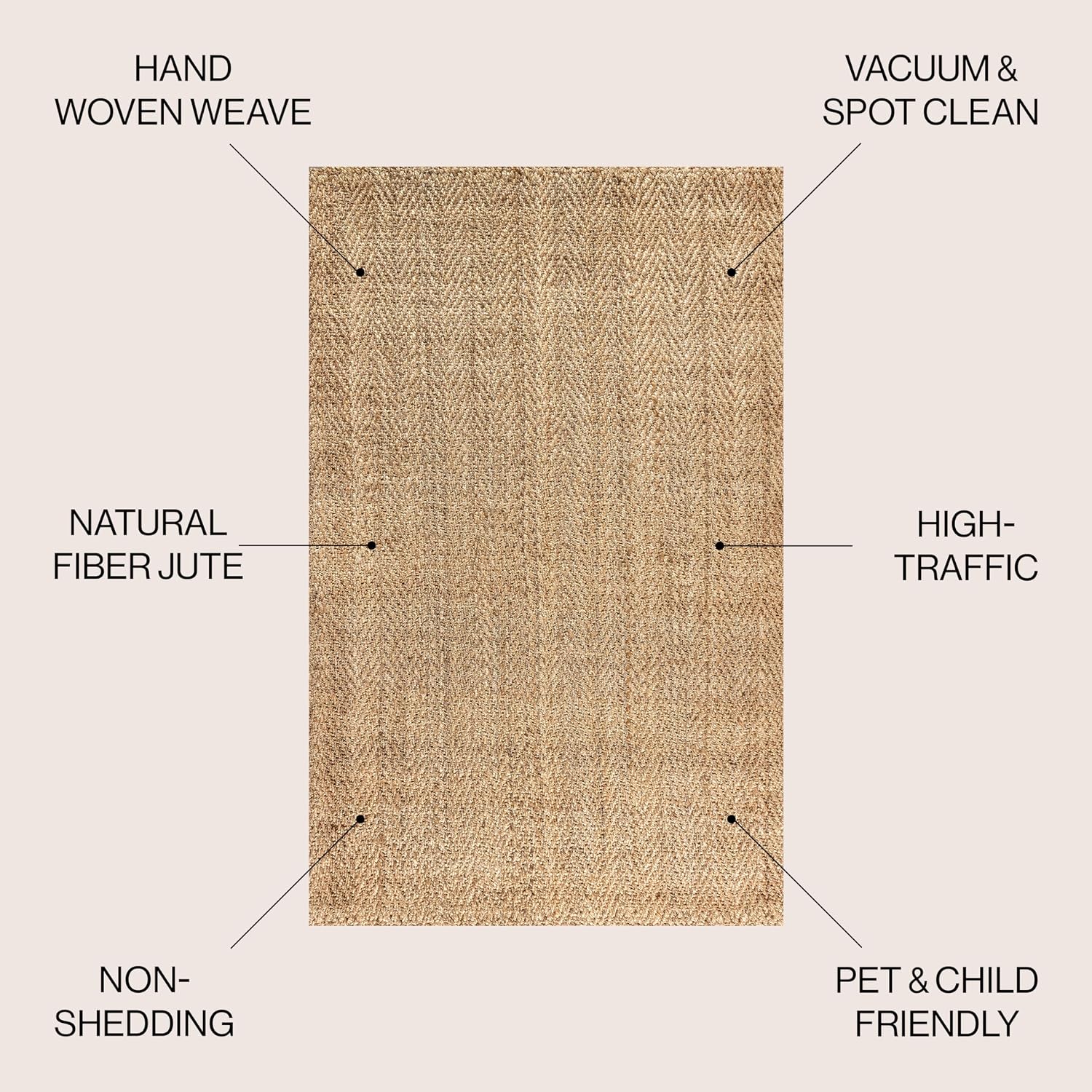 Herringbone Jute Rug 4x6