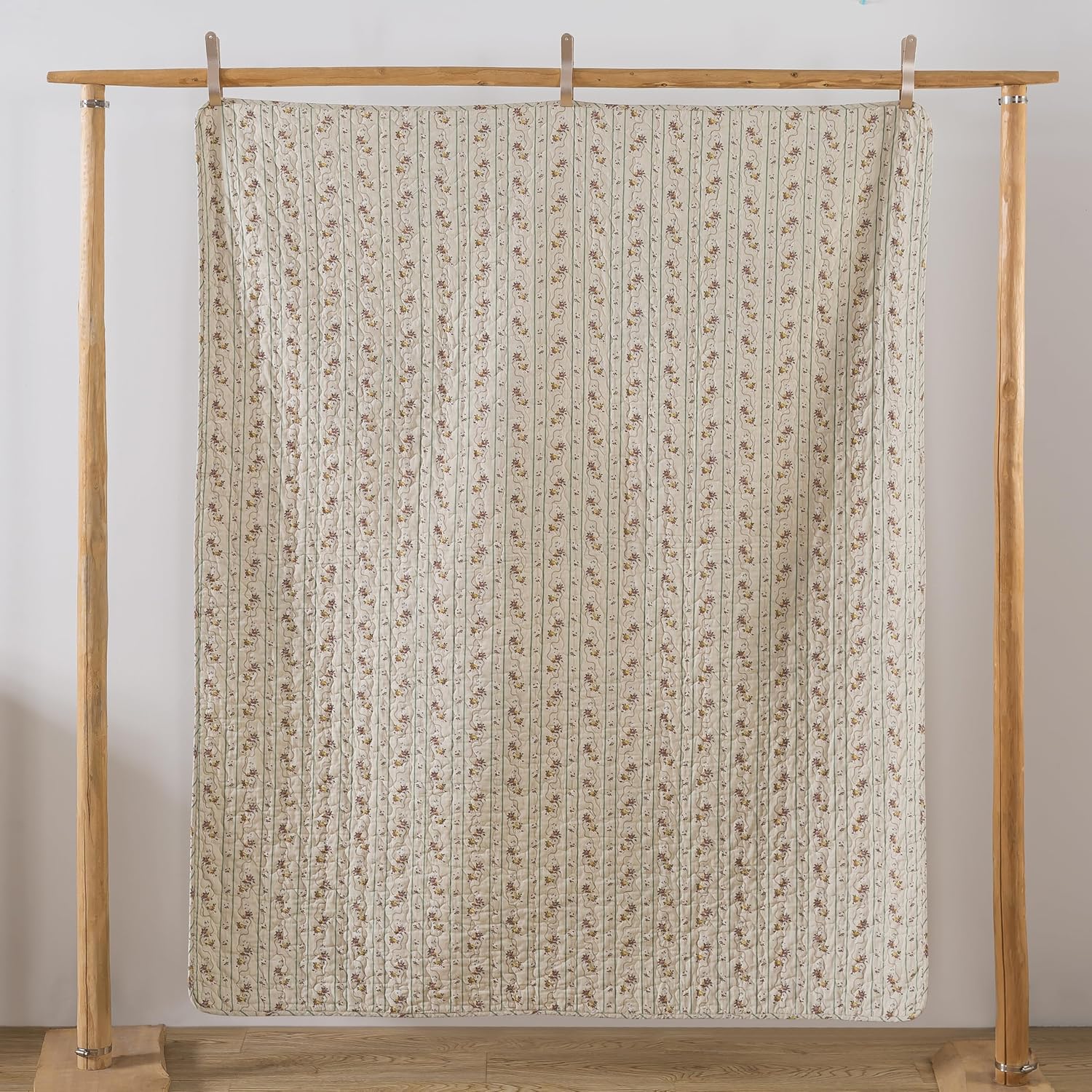 Taupe Rose Floral Cotton Throw Blanket