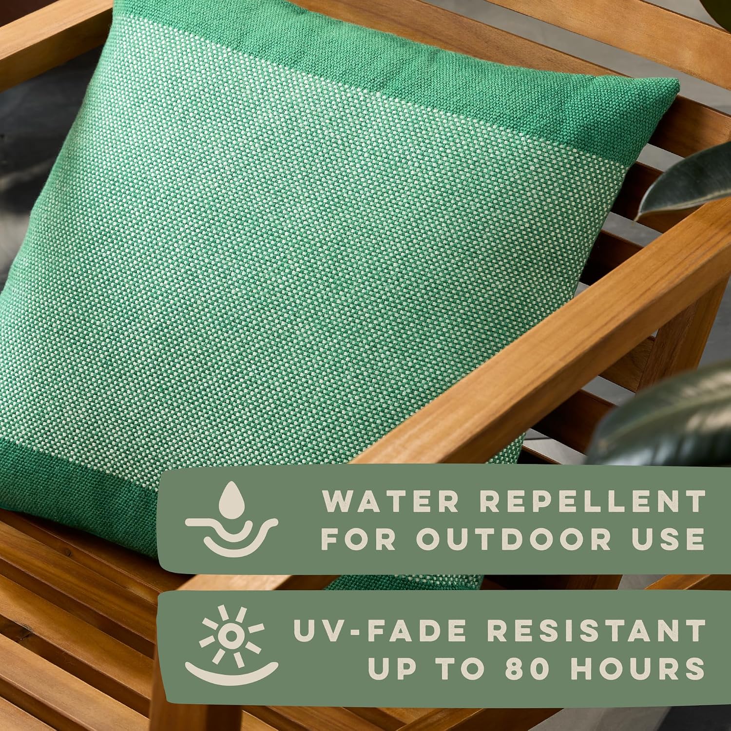 Border Green Ivory Outdoor Pillow