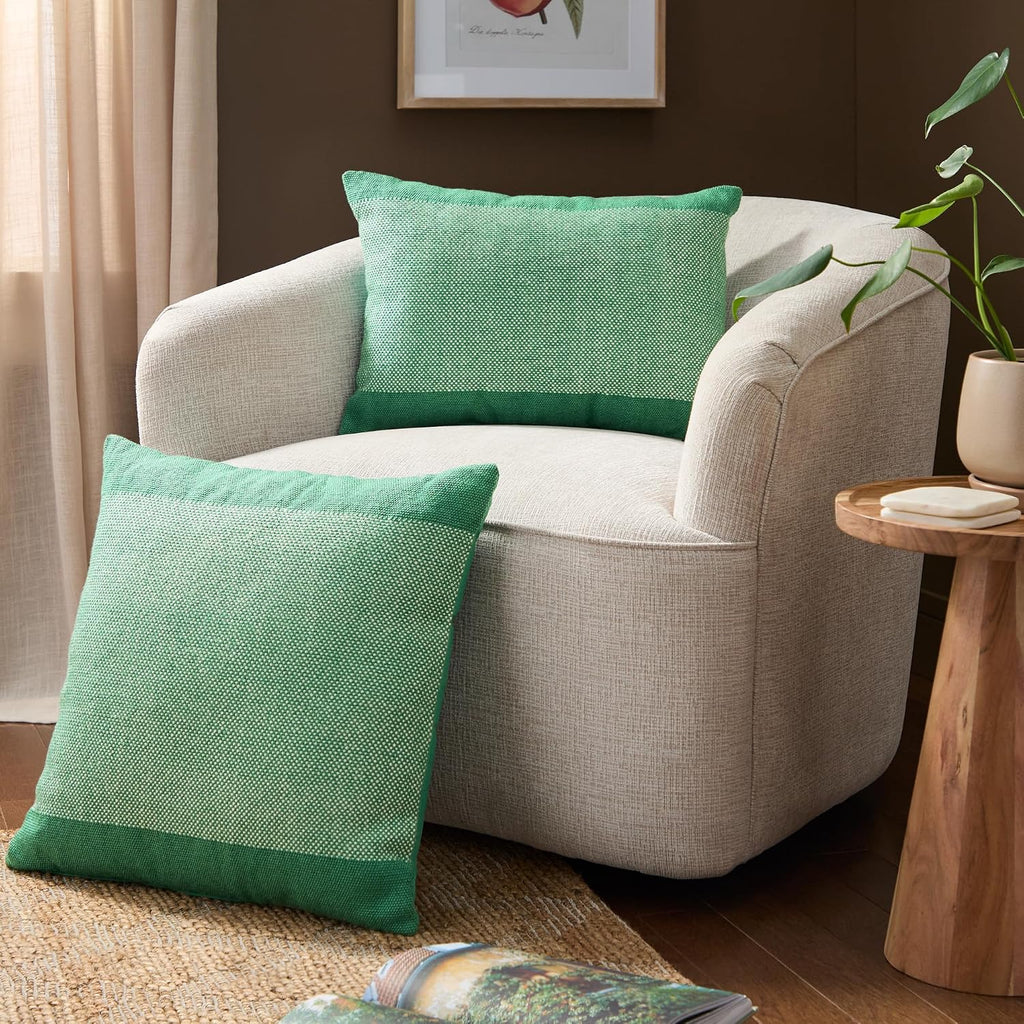 Border Green Ivory Outdoor Pillow