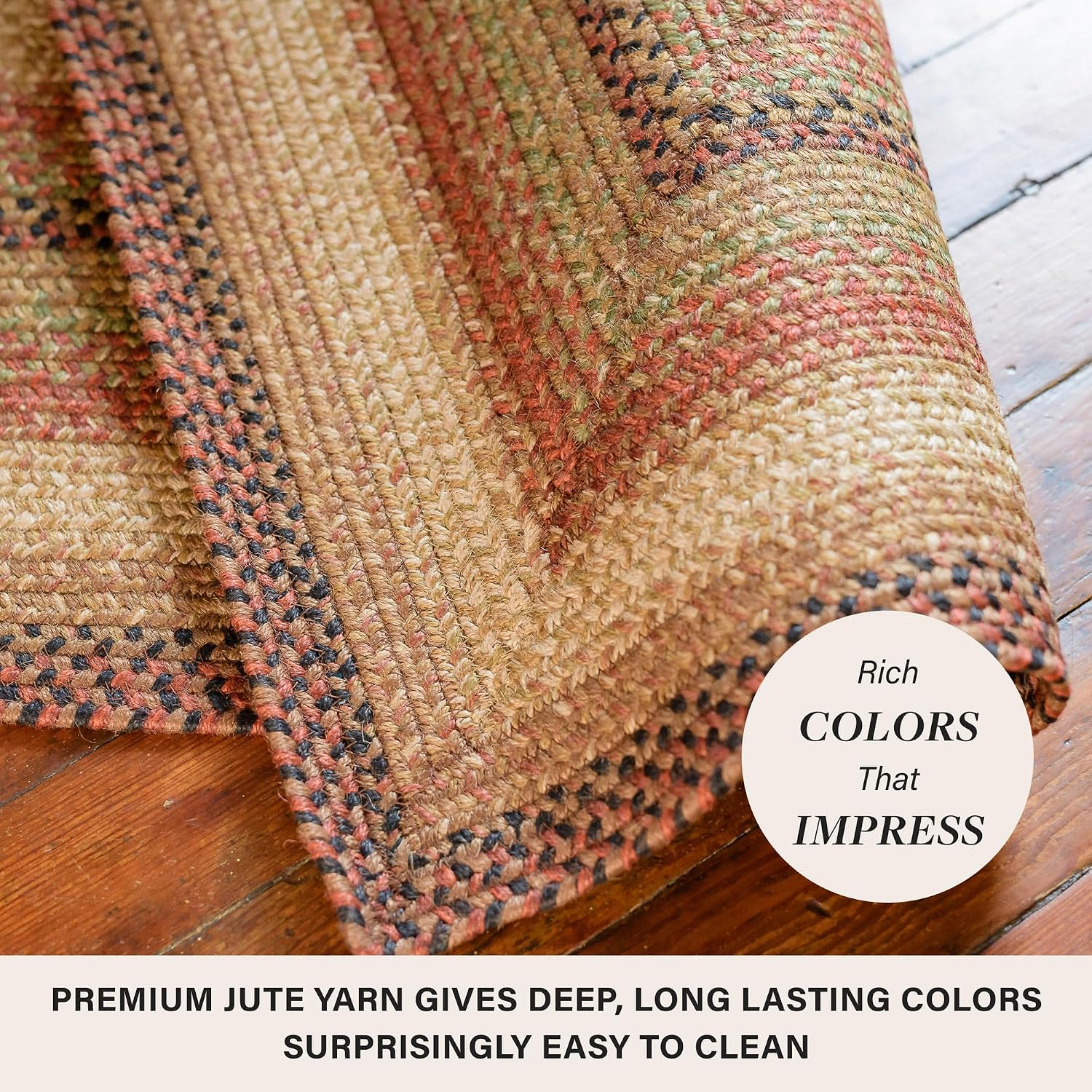 Black Brown Braided Jute Rug 20x30