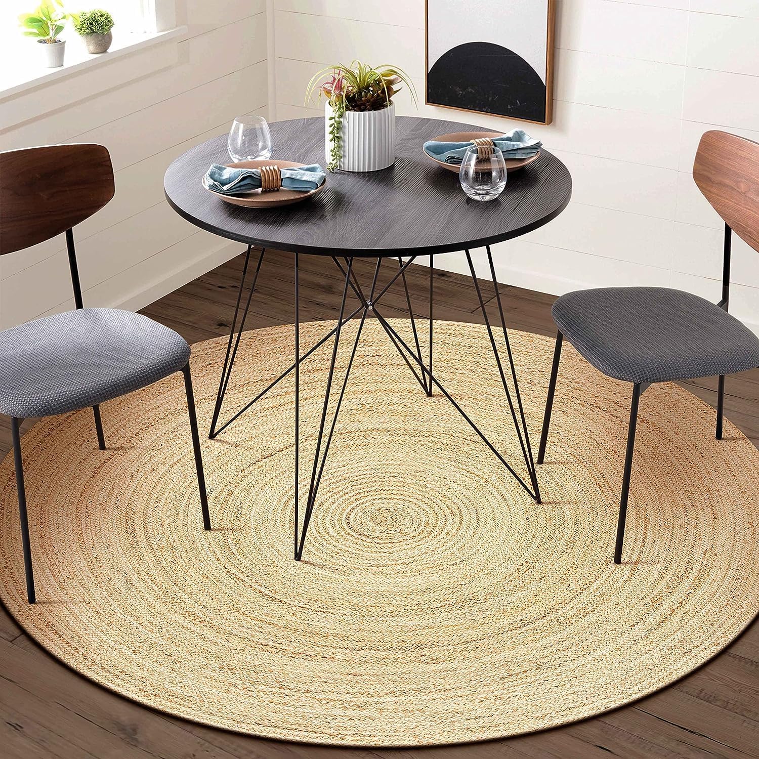3ft Round Braided Jute Rug