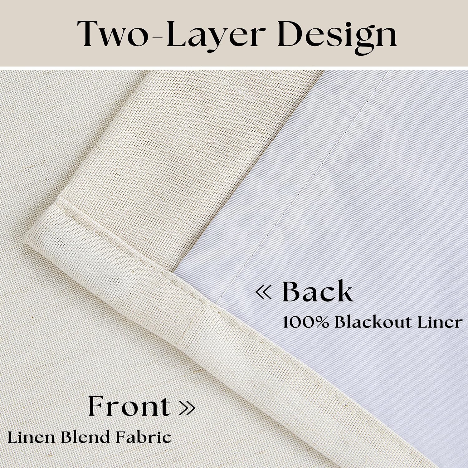 Natural Cream Pinch Pleat Linen Blackout Curtains 2 Pack