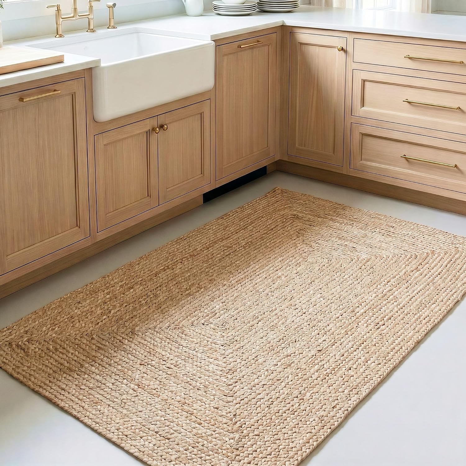 3x5 Golden Braided Jute Rug
