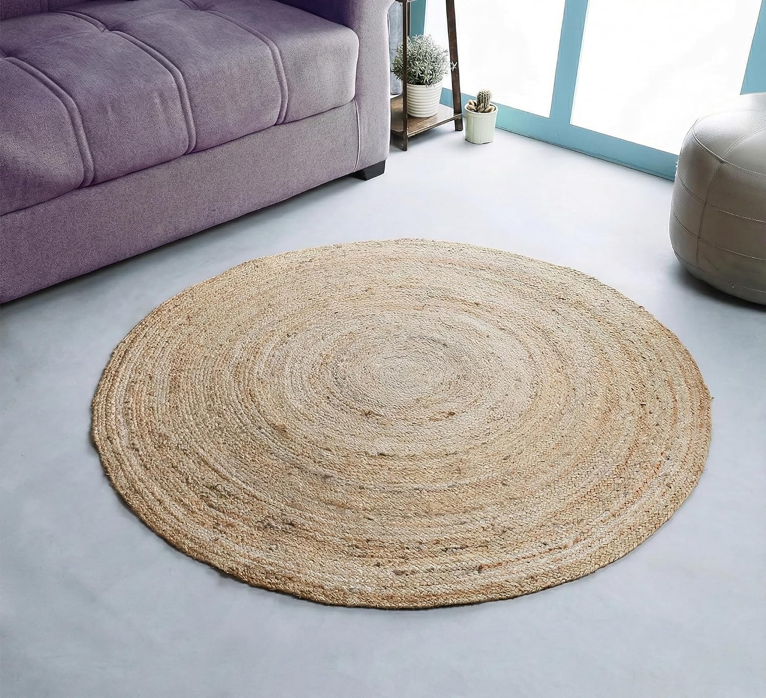 4ft Round Braided Jute Rug