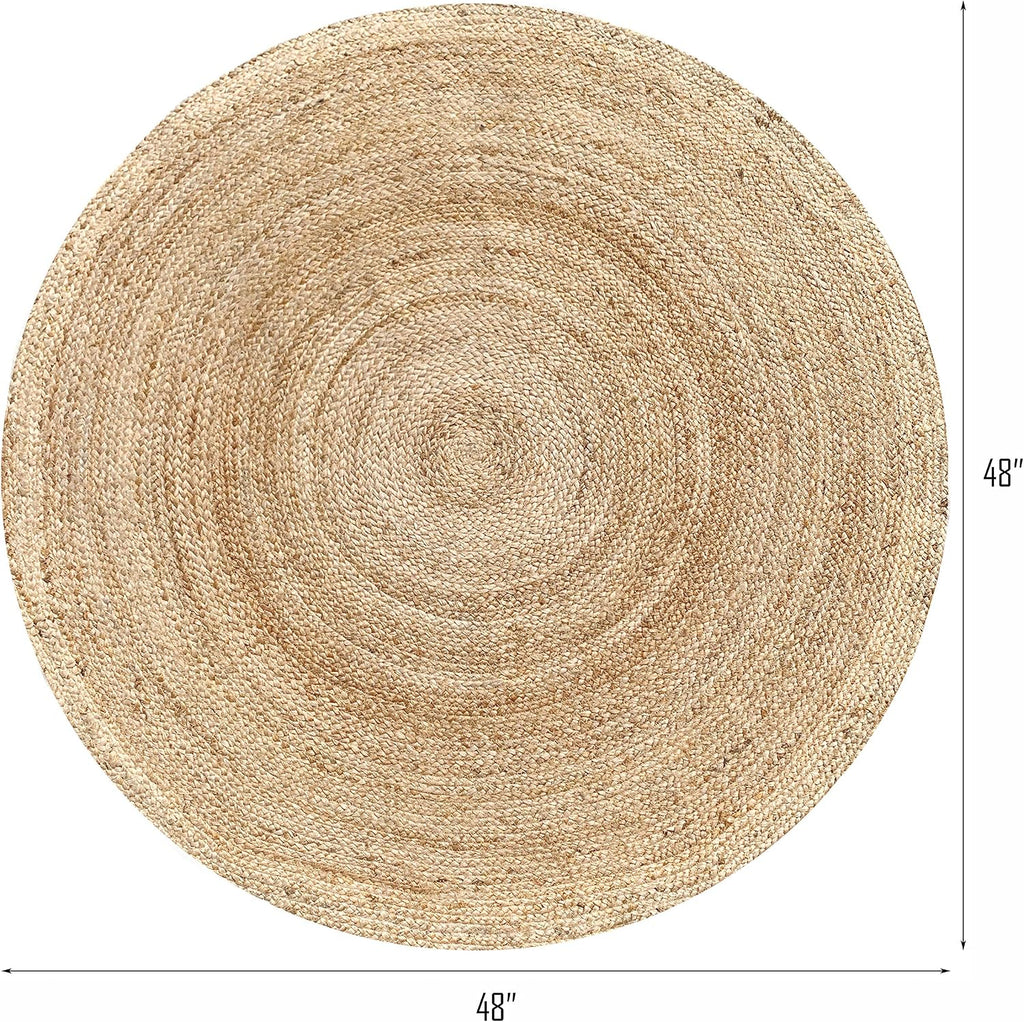 4ft Round Braided Jute Rug