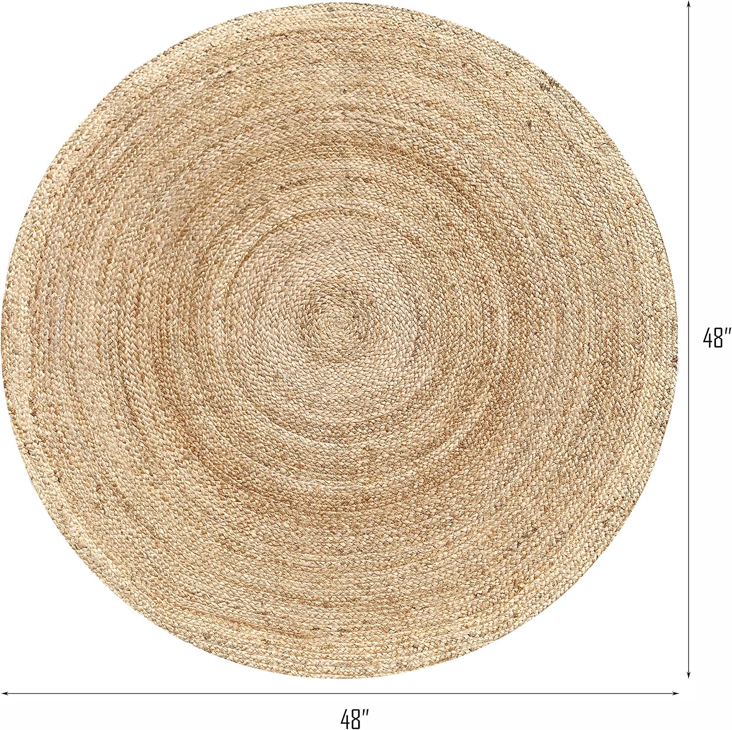 4ft Round Braided Jute Rug