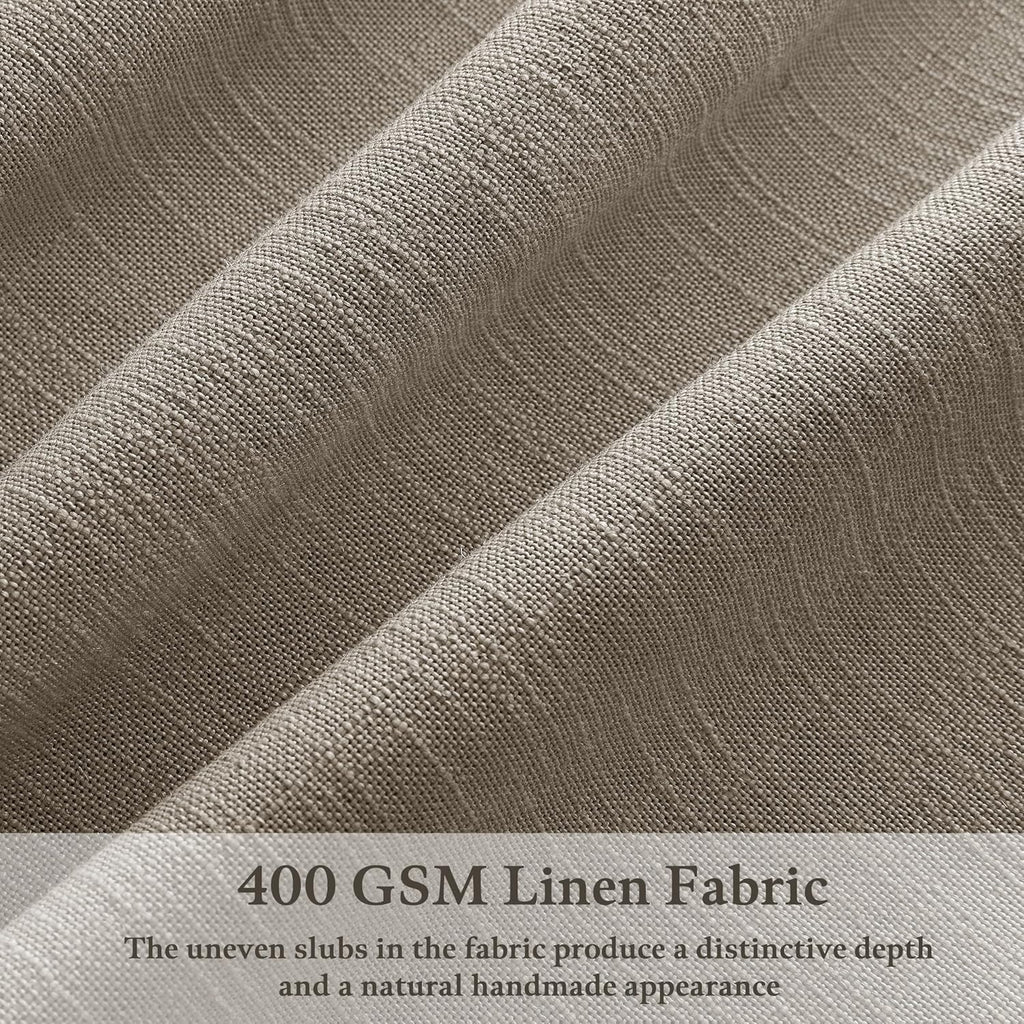 Taupe Flax Linen Pinch Pleat Curtains 2 Pack