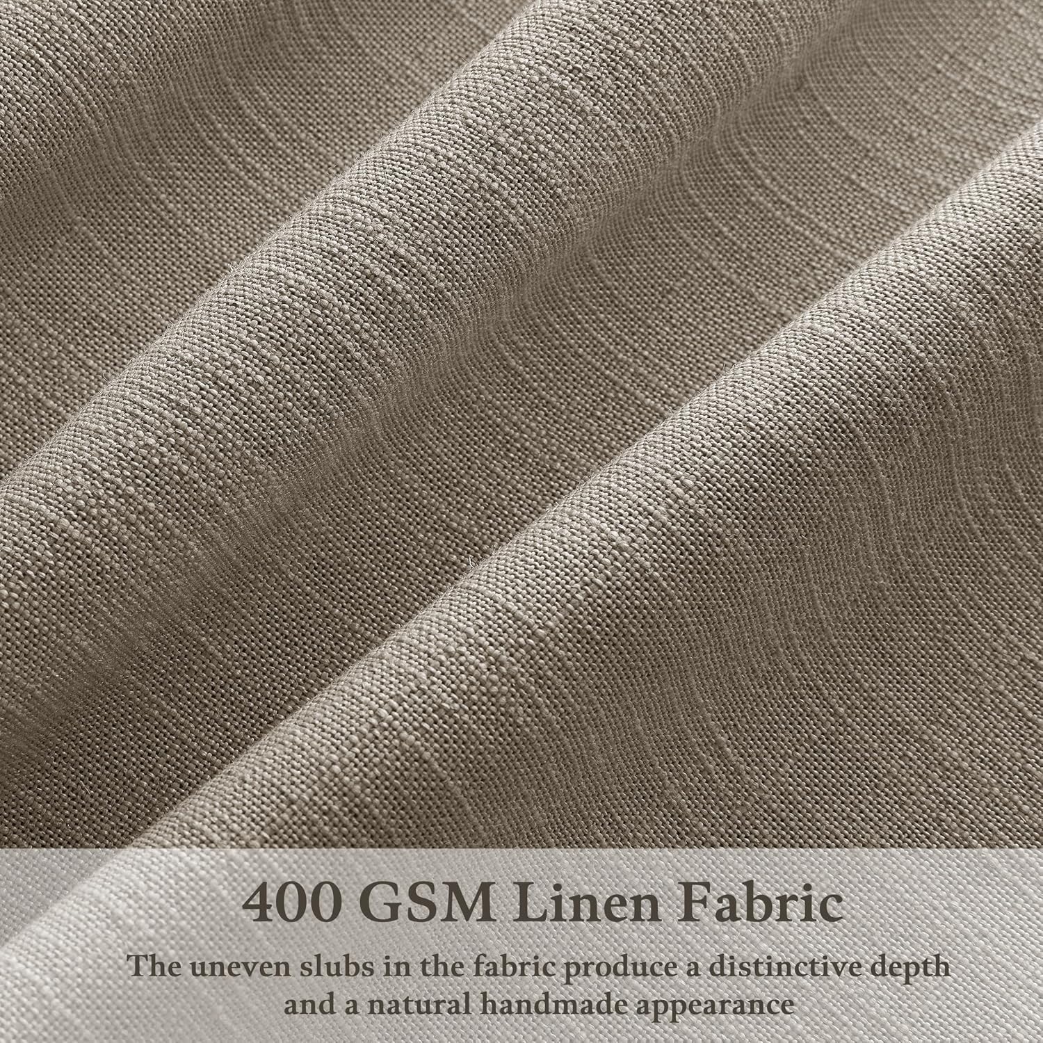 Taupe Flax Linen Pinch Pleat Curtains 2 Pack