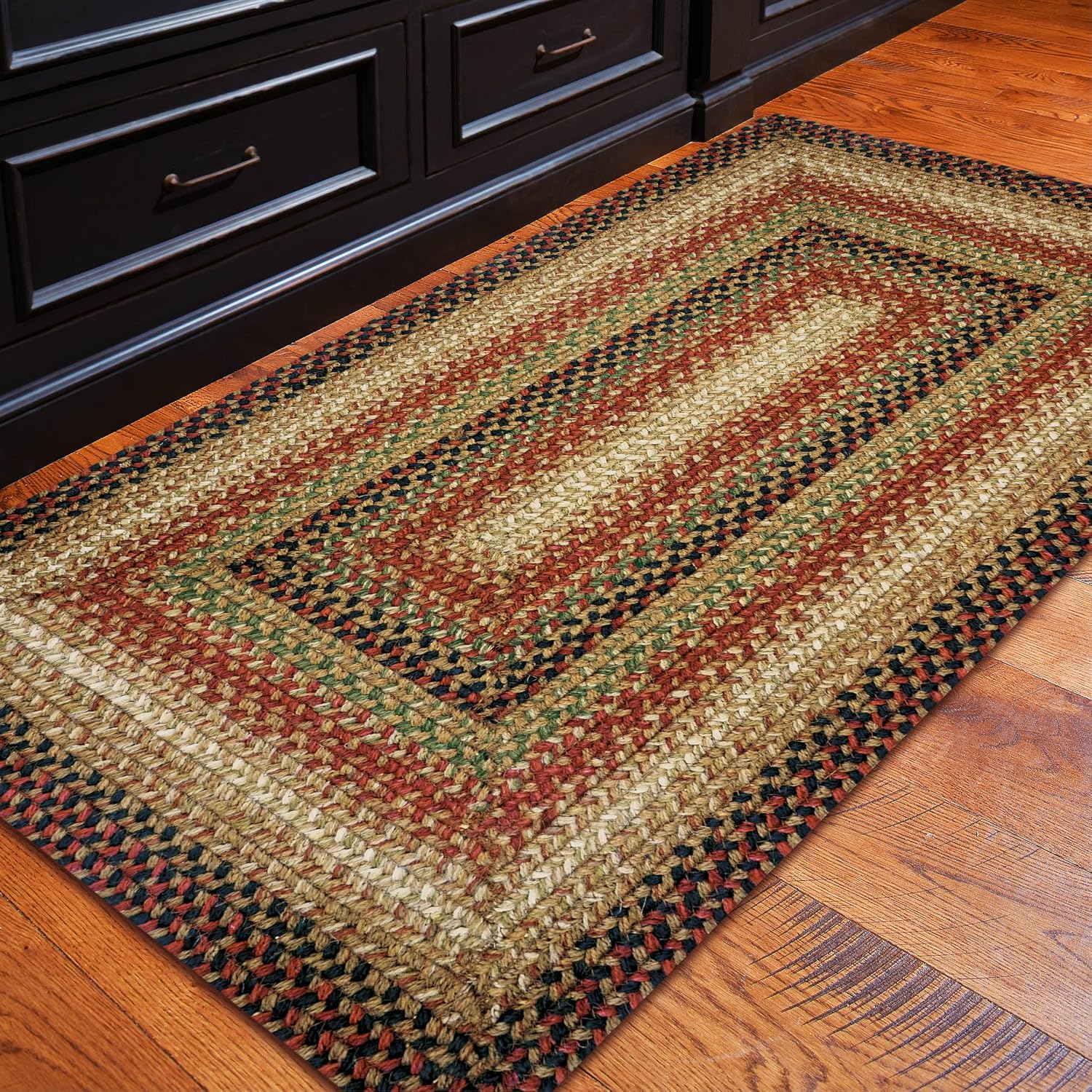 Black Brown Braided Jute Rug 20x30